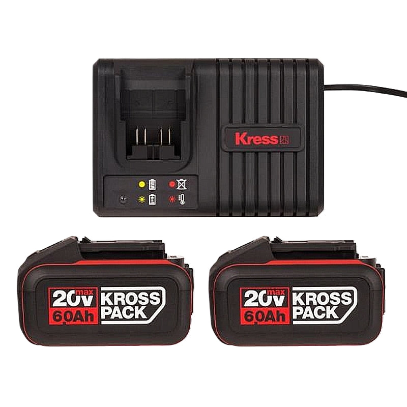Kress 20V 6A Rapid Charger & 2 x 6.0Ah Li-Ion KROSSPACK Batt. Pk. | KAD22