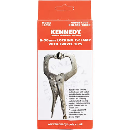 Kennedy Locking C-Clamp with Swivel Tips, 0-50mm | KEN5589330K