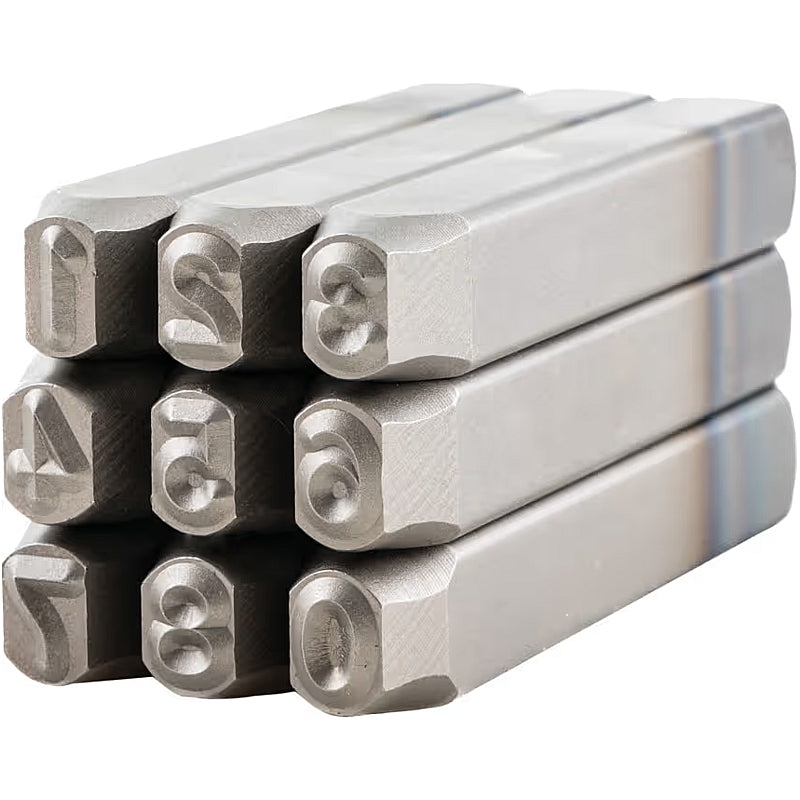Kennedy 9Pc Number Punch Stamp Set, Positive Indent, 0 to 9, 6.0mm | KEN5606050K