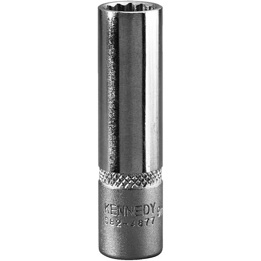 Kennedy 1/4" Dr. Deep Bi-Hexagon Socket, Chromed Finish, 12mm | KEN5824680K