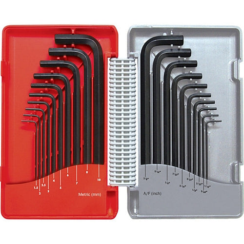 Kennedy 20Pc Allen Key Set, Hex, Long Arm, 1.5-10mm & 1/16"-3/8" | KEN6022800K