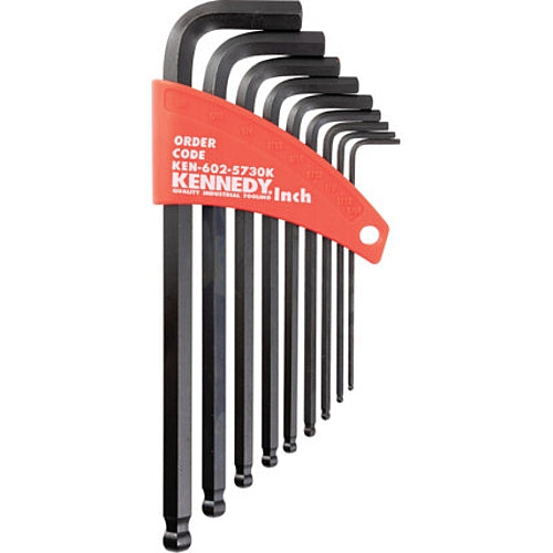 Kennedy 9Pc Allen Key Set, Hex Ball, 5/64"-3/8" | KEN6025730K