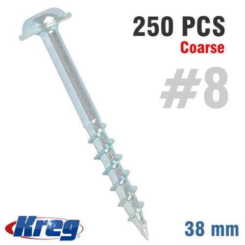 Kreg Pocket Hole Screws 1.5" #8 Coarse Washer Head 250Ct (SML-C150-250)