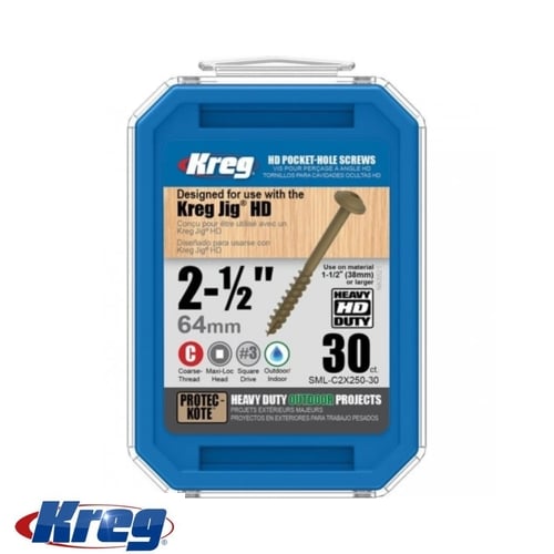 Kreg 30Pk HD Protec-Kote Pocket-Hole Screws 64mm #14 Coarse Maxi-Loc | SML-C2X250-30
