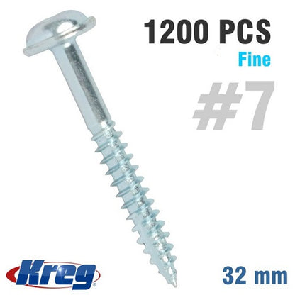 Kreg 1200Pk Zinc Pocket-Hole Screws 32mm #7 Fine Maxi-Loc | SML-F125-1200