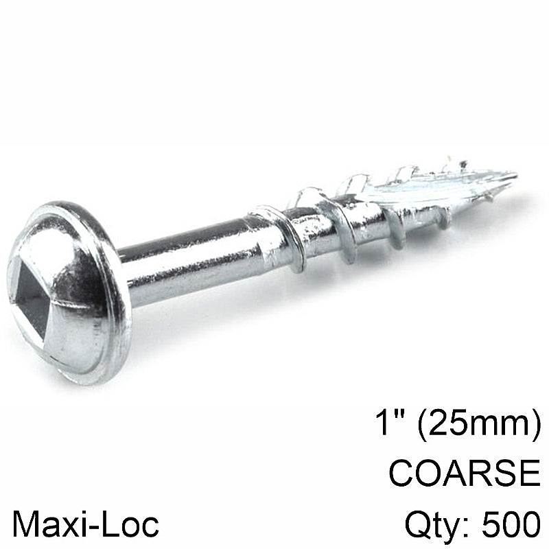 Kreg 500/Pk Zinc Pocket-Hole Screws, Coarse, Maxi-Loc, 25mm #8 | SML-C1-500