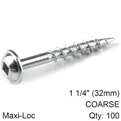 Kreg 100/Pk Zinc Pocket-Hole Screws, Coarse, Maxi-Loc, 32mm #8 | SML-C125-100