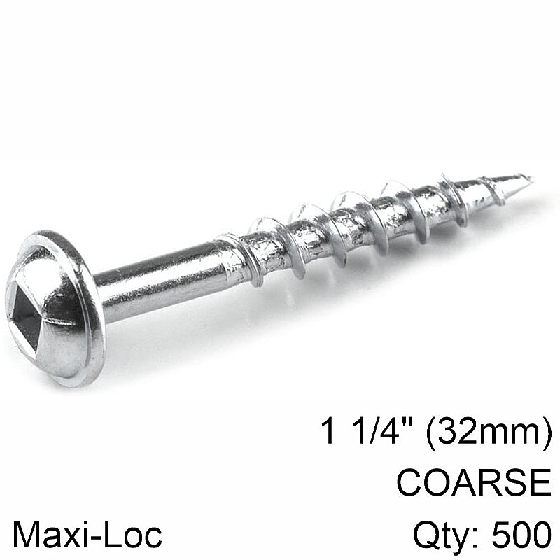 Kreg 500/Pk Zinc Pocket-Hole Screws, Coarse, Maxi-Loc, 32mm #8 | SML-C125-500