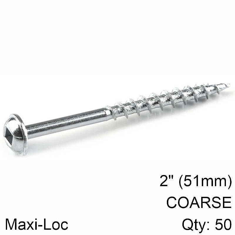 Kreg 50/Pk Zinc Pocket-Hole Screws, Coarse, Maxi-Loc, 51mm #8 | SML-C2-50