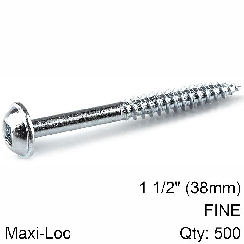 Kreg 500/Pk Zinc Pocket-Hole Screws, Fine, Maxi-Loc, 38mm #7 | SML-F150-500