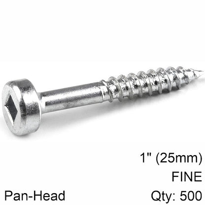 Kreg 500/Pk Zinc Pocket-Hole Screws, Fine, Pan-Head, 25mm #6 | SPS-F1-500