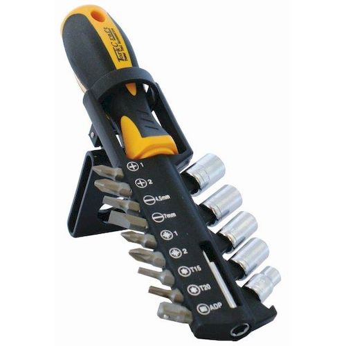 Screwdriver set 15pc with bits sockets and belt clip(KT1115)