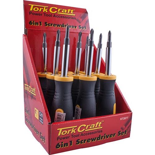 Screwdriver 6 in 1 crv bits per box of 9(KT2677)
