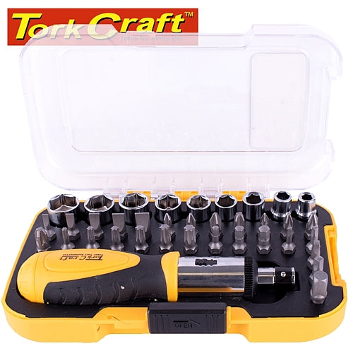 Tork Craft 37Pc Ratchet Screwdriver Insert Bit Set | KT6242