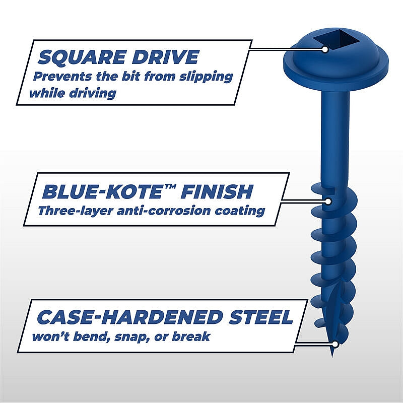 Kreg 100/Pk Blue-Kote Pocket-Hole Screws, Coarse, Maxi-Loc, 32mm #8 | SML-C125B-100