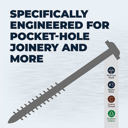 Kreg 30/Pk XL HD Pocket-Hole Screws, Coarse, Maxi-Loc, 64mm #14 | SML-C2X250-30