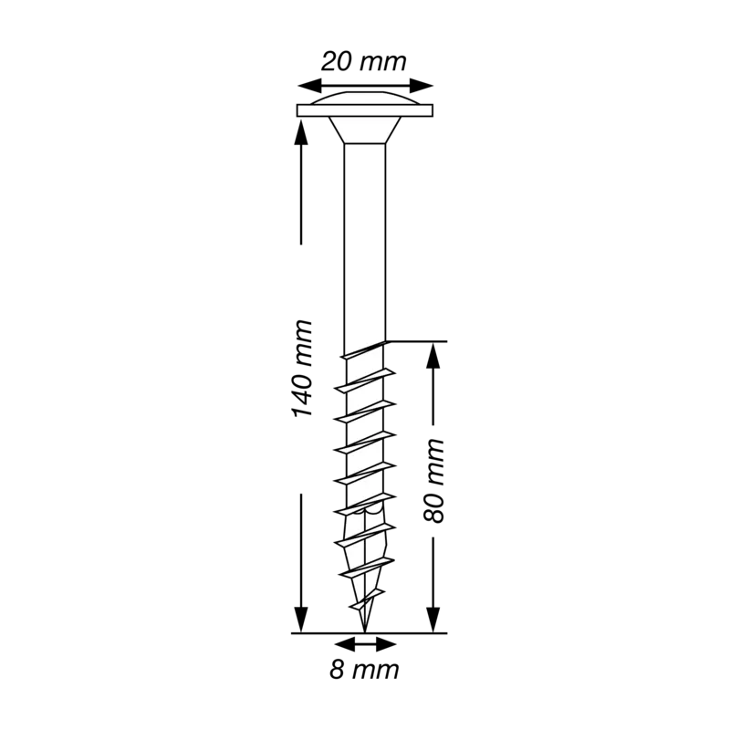 SPAX 50Pc Timber Construction T-STAR Plus T40 Screws, 8 x 140mm, Partial Thread, Washer Head, 4CUT, WIROX | 0251010801405