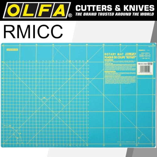 Olfa Mat Rotary 450 X 300mm Metric & Inch Double Sided Blue (MAT RMICC-AQA)
