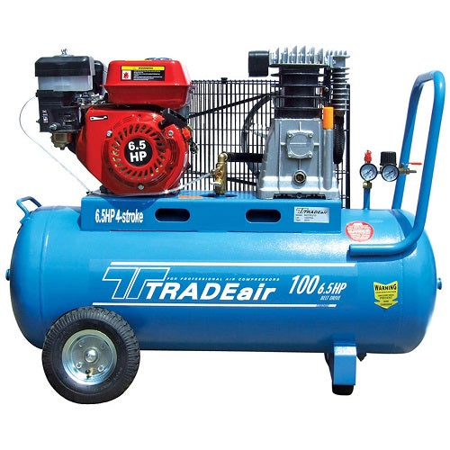 TRADEair 100L 4-Stroke Petrol Compressor Belt Driven 6.5HP - 8Bar | MCFRC210