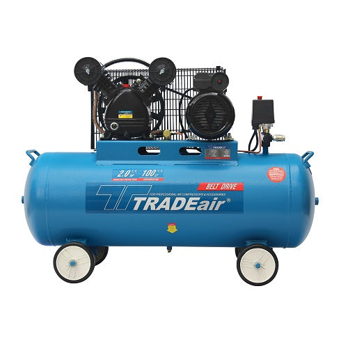 TRADEair 100L Cast Iron V-Head Compressor Belt Driven 2HP - 8Bar | MCFRC221