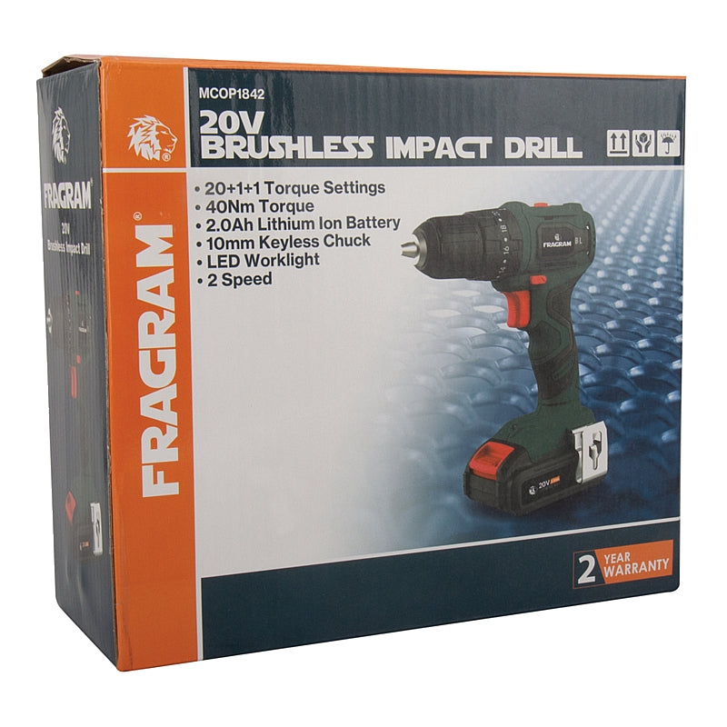 Fragram 20V BL Cordless Impact Drill 40Nm, 2.0Ah Kit | MCOP1842