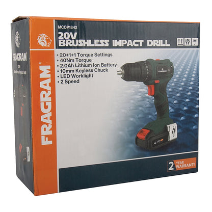 Fragram 20V BL Cordless Impact Drill 40Nm, 2.0Ah Kit | MCOP1842