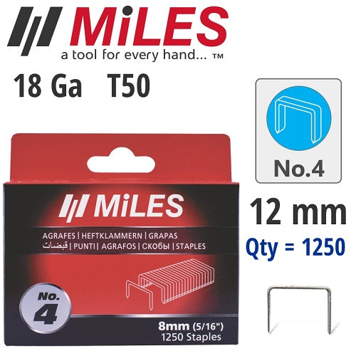 Miles 1250Pcs Galv Staples T50 18Ga 12mm #4