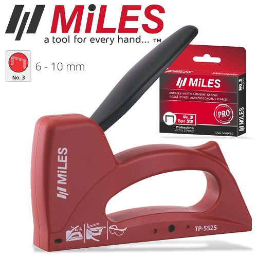 Miles TP-5525C2 Staple Gun 22Ga 6-10mm W/8mm Staples