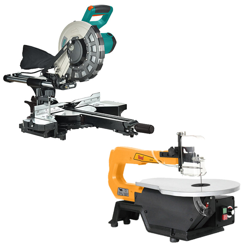 Power Action Sliding Compound Mitre Saw 255mm, 2000W + Toni Scroll Saw, 120W