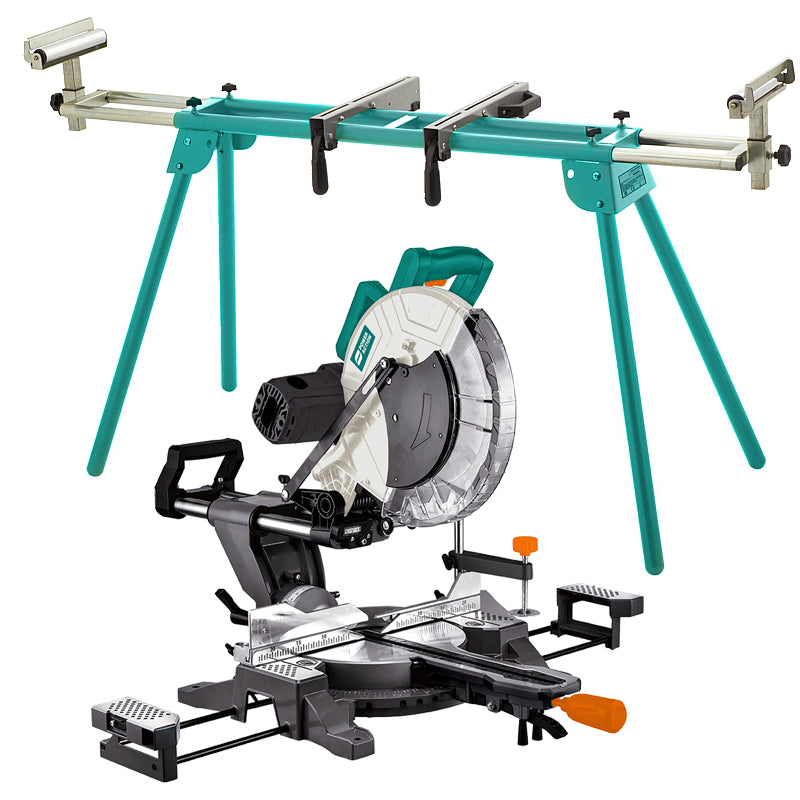 Power Action Sliding Compound Mitre Saw 305mm, 2000W + Universal Mitre Saw Stand