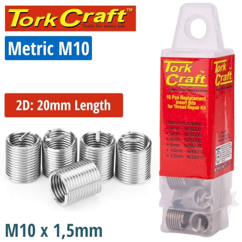 Thread repair kit m10 x 2d replacement inserts 5pce