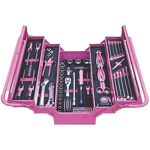 KENGIRL 78Pc 5-Tray Cantilever Toolbox Kit (Pink & Black) | OSO5950010B