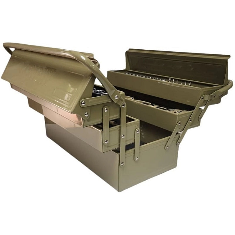 KENGUY 76Pc 5-Tray Cantilever Toolbox Kit (Khaki & Black