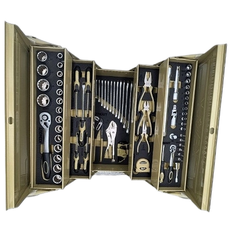 KENGUY 76Pc 5-Tray Cantilever Toolbox Kit (Khaki & Black) | OSO5950056B