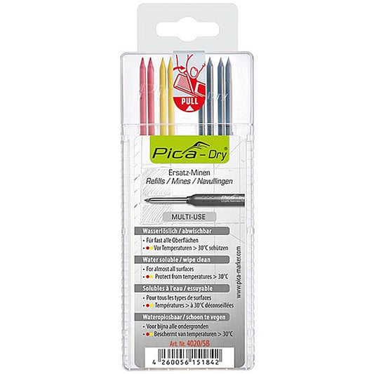 Pica Dry 8Pc Water Soluble “Multi-Use” Refill Leads (Blister Pack) | 4020/SB