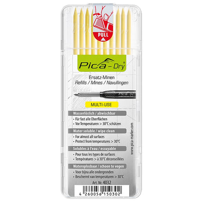 Pica Dry 10Pc Water Soluble “Multi-Use” Refill Leads, Yellow | PICA4032