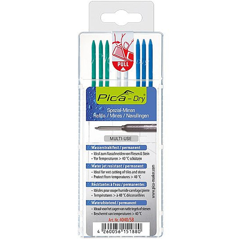 Pica Dry 8Pc Water Jet Resistant Refill Leads (Blister Pack) | 4040/SB