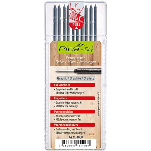Pica 10Pc Big Dry Graphite Lead Carpenter Refill Set, 2.8mm (H) | PICA4050