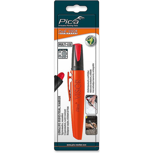 Pica Visor Permanent Building Crayon Marker, Red (Blister Pack) | 990/40/SB