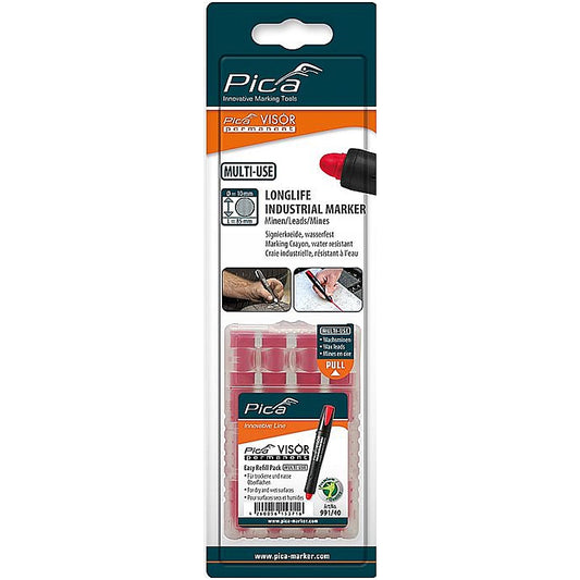 Pica 4Pc Visor Permanent Marker Refills, Red (Blister Pack) | 991/40/SB