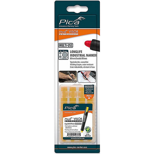 Pica 4Pc Visor Permanent Marker Refills, Yellow (Blister Pack) | 991/44/SB