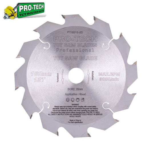 Pro-Tech TCT C/Saw Blade Ø160 MM X K2.2 X B20 MM X 12T