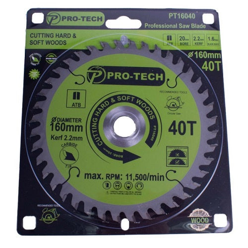 Pro-Tech TCT C/Saw Blade Ø160 MM X K2.2 X B20 MM X 40T | PT16040