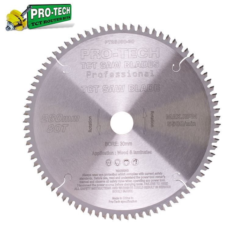 Pro-Tech TCT C/Saw Blade Ø260 MM X K2.5 X B30 MM X 80T