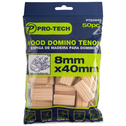 Pro-Tech 50Pc Beech Wood Domino Tenon 8 x 40mm | PTD0840