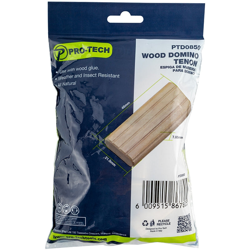 Pro-Tech 50Pc Beech Wood Domino Tenon 8 x 50mm | PTD0850