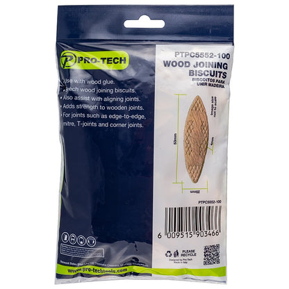 Pro-Tech 100Pc Wood Joining Biscuits 4.0 x 20.0mm, #10 | PTPC5552-100