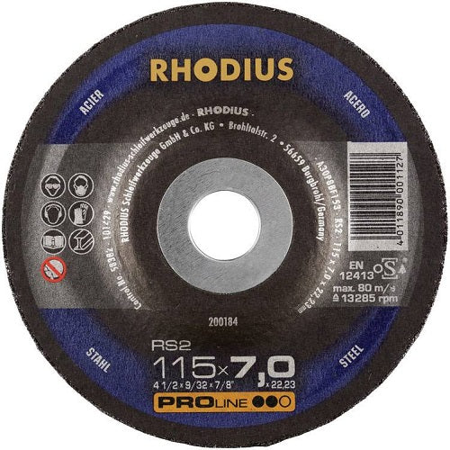 Rhodius Cutting Disc Steel 115X7.0mm - RS2 | RHD200184