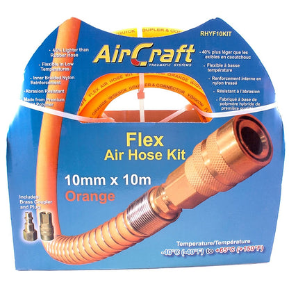 AirCraft Orange Flex Air Hose Kit, 10m x Ø10mm ID | RHYF10KIT