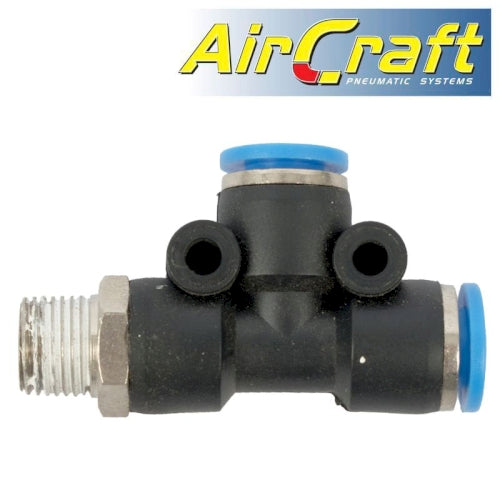 Pu hose fitting tee 6mm x 6mm x 1/8'm